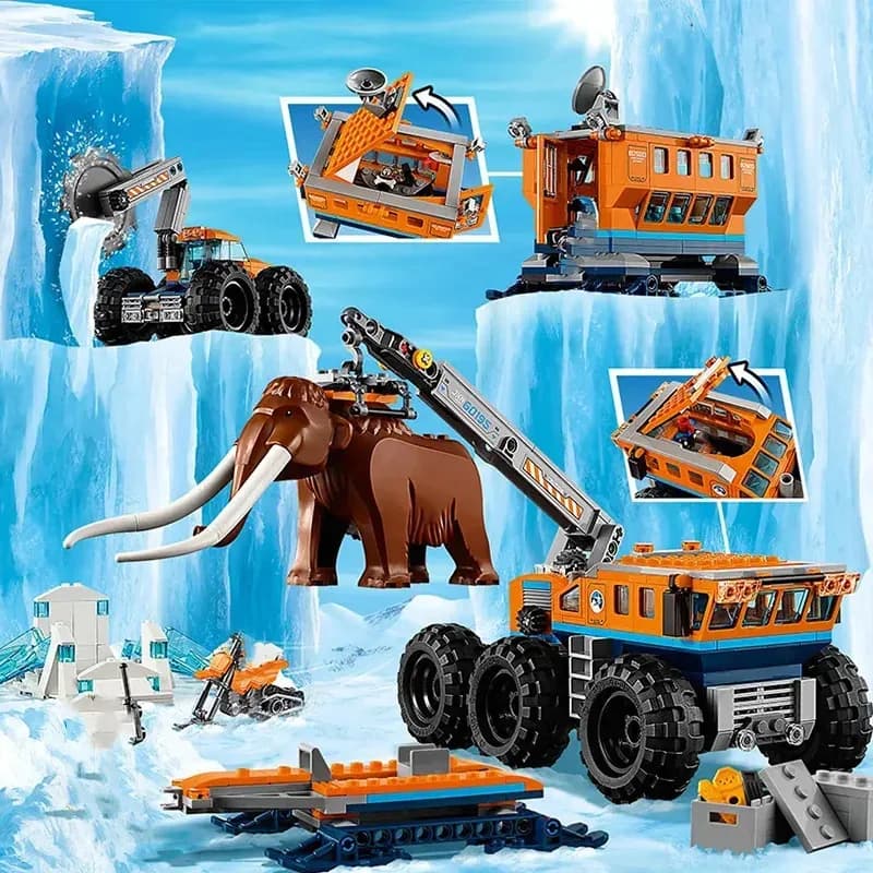 Compatibile con i mattoncini della serie City 60195, base di esplorazione mobile artica, gru, auto, giocattoli MOC, regali di Natale per bambini