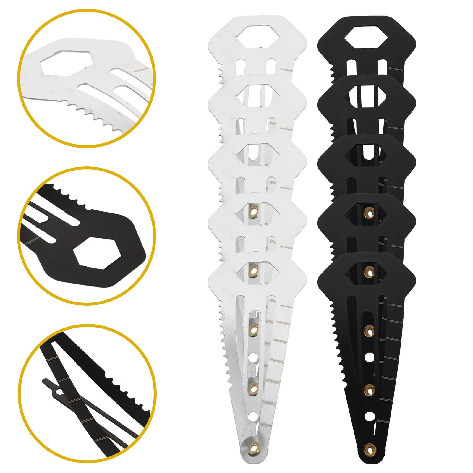 10 Pieces Stainless Steel Multifunction Hair Clips for Women, Fai-da-Te Style, for Travel, Camping, Hiking, Survival, Gift, Silver and Black