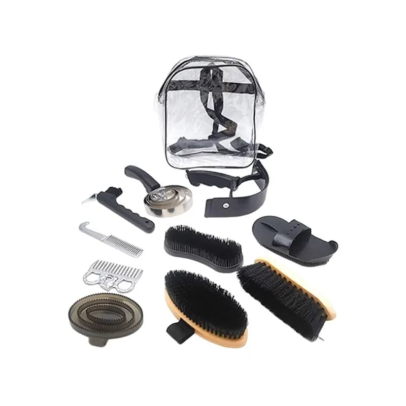 Dropship-For Horse Grooming Kit(10Pcs), Equestrian Care Set With Brushes, Combs& Stable Cleaning Tools For Horse Bathing& Traini