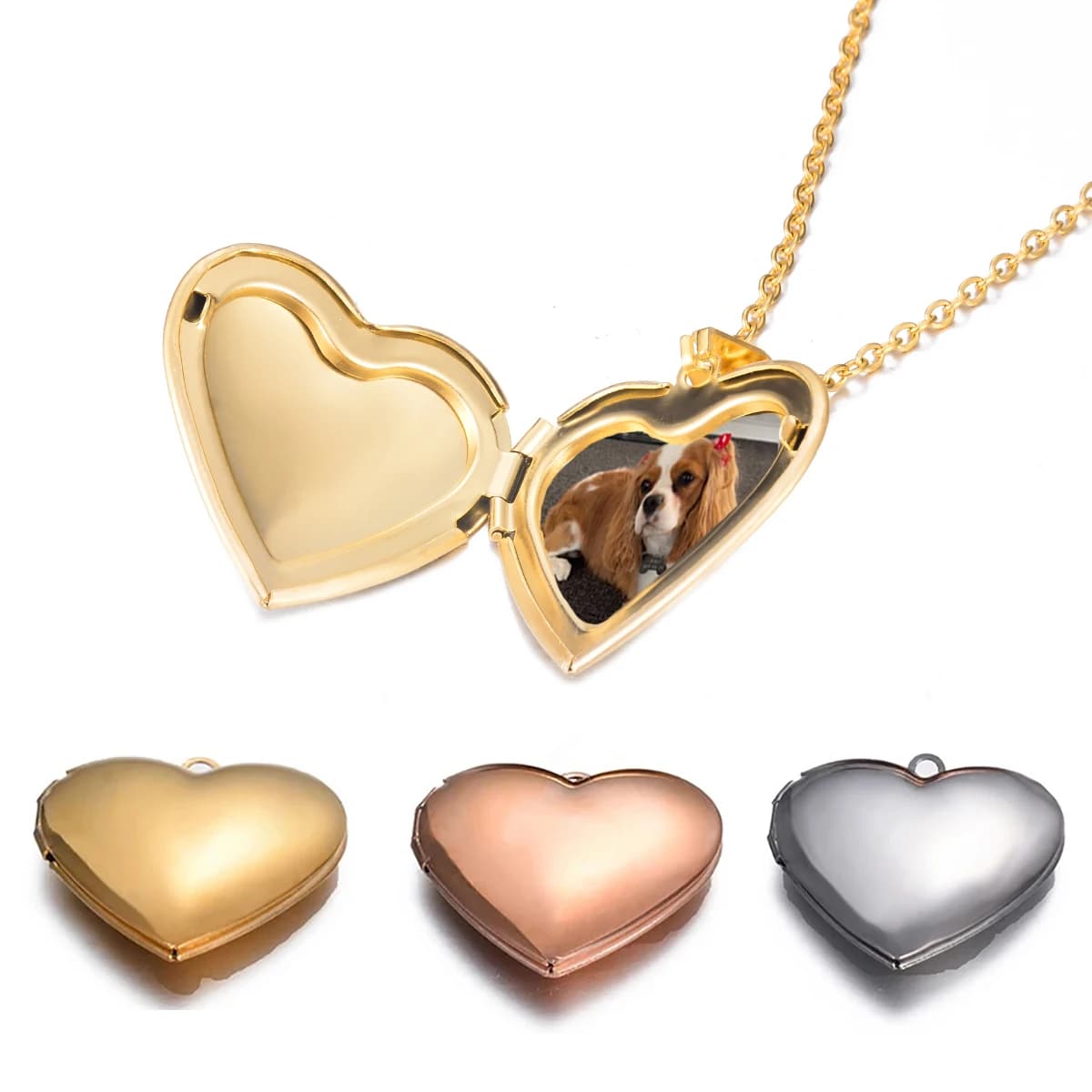 Necklace with pendants with frame for heart-shaped photo for woman and man, stainless steel openable jewelry, gift for anniversary family lover