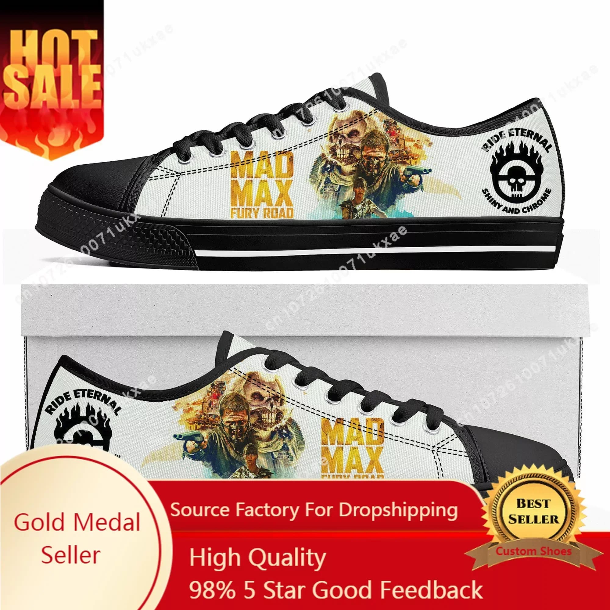 Mad Max Fury Road Low Top Sneakers Mens Womens Teenager High Quality Tom Hardy Canvas Sneaker Couple Casual Shoes Customize Shoe