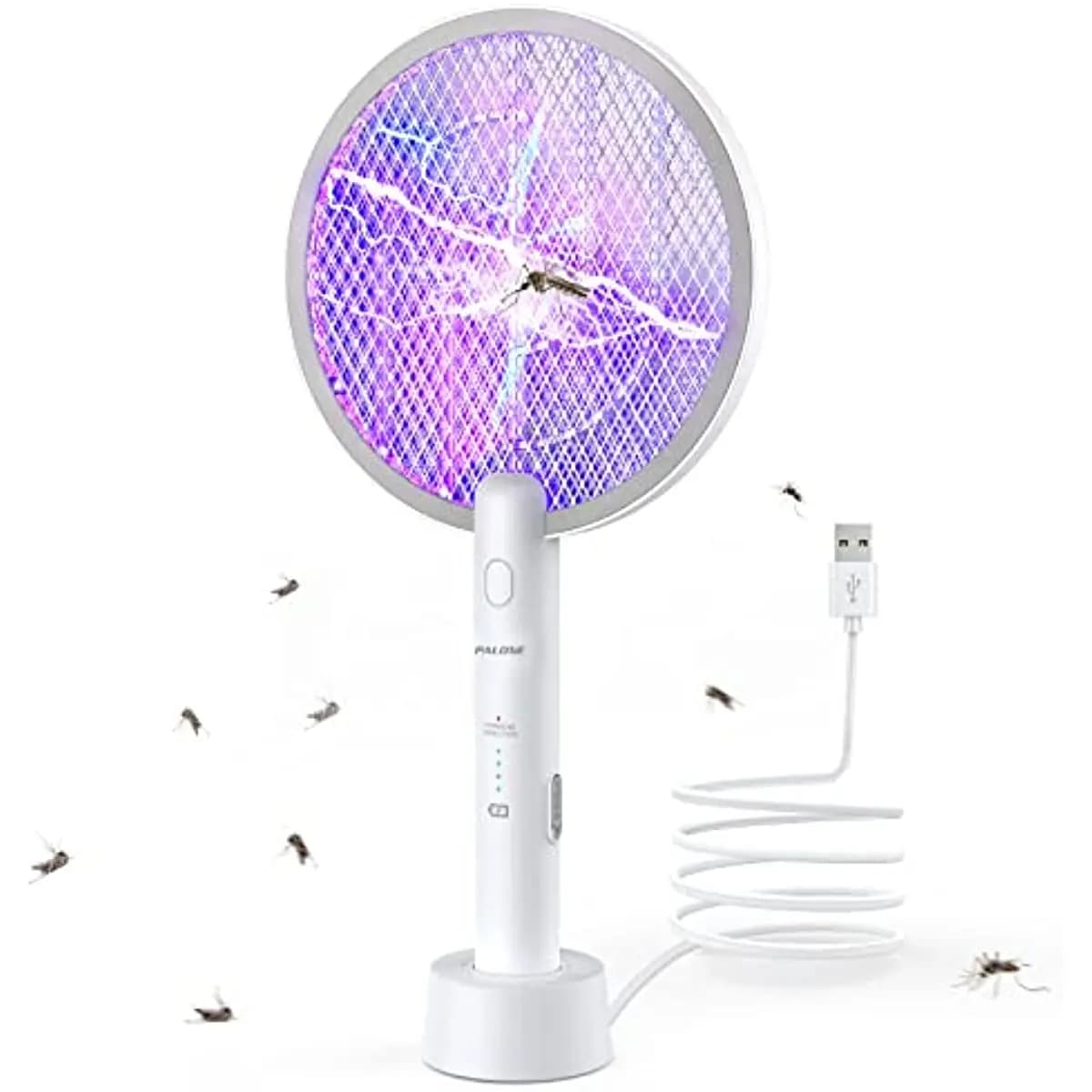 Lampada antizanzare elettrica 2 in 1 Zapper con batteria da 1200 mAh, carica USB con rete di sicurezza per interni ed esterni