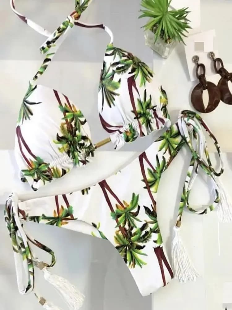 Nuovo Costume da Bagno Donna 2026 - Bikini a Fascia con Nappe, Set 2 Pezzi per la Spiaggia