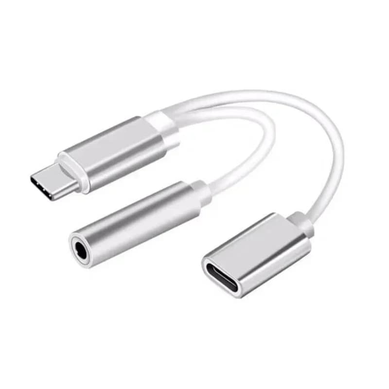 5 pz Tipo-C Adattatore 2 In 1 Tipo C A 3.5 Adattatore Per Auricolare Audio Tipo-c A Auricolare 3mm Martinetti AUX Usb C 3.5 per Xiaomi Huawei