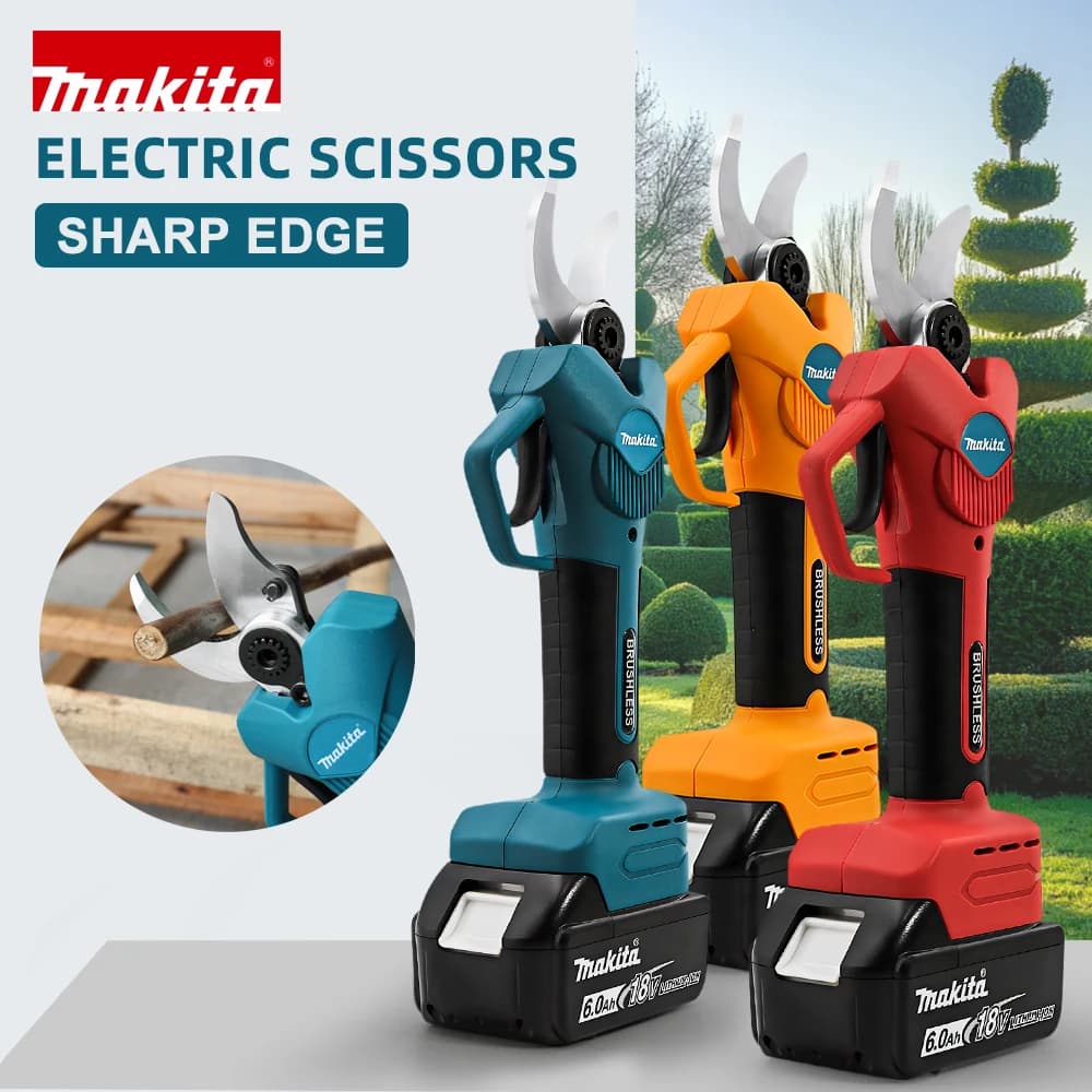 Forbici Elettriche Senza Fili Makita 18V Brushless, Attrezzo da Giardino Multifunzionale per Potatura di Alberi da Frutto