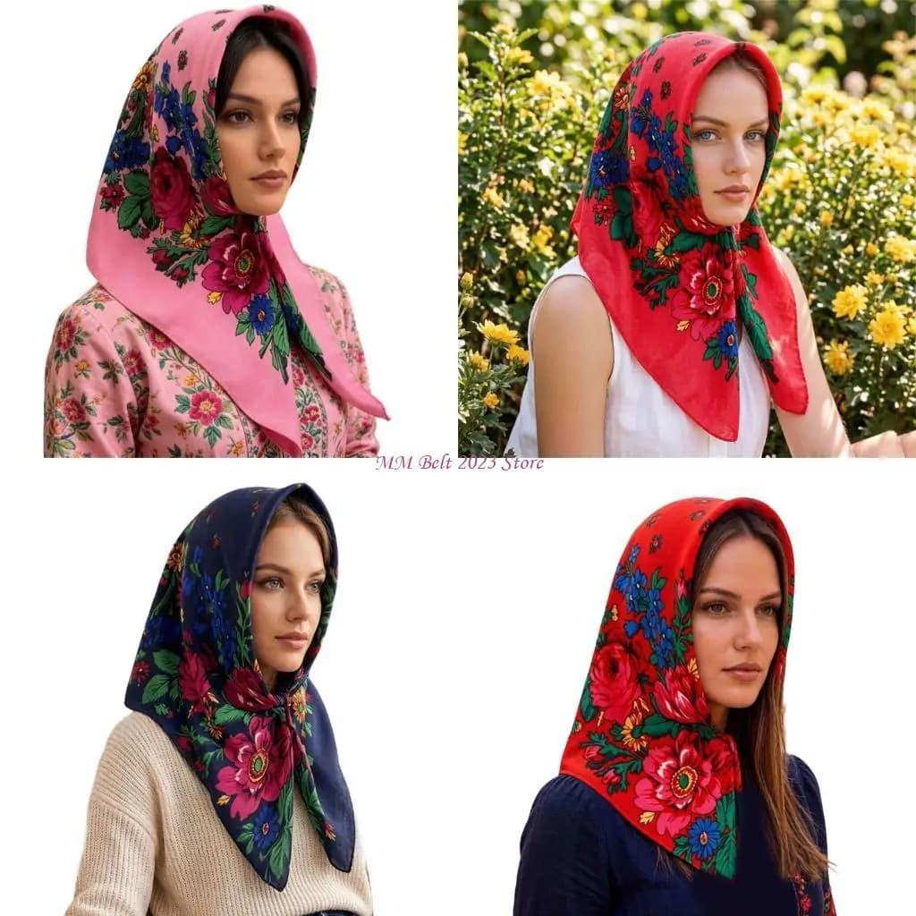 49ME Stylish Printed Square Neck Scarf For Head Wrap Neckwear And Fashion Accessory