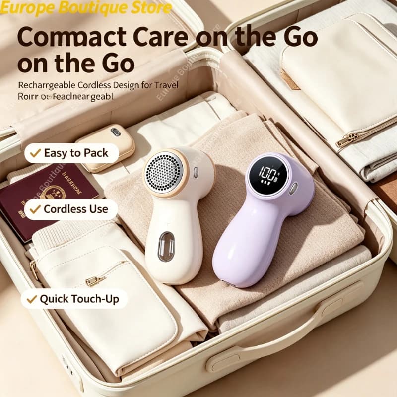 Rechargeable Digital Display Lint Remover 2-in-1 Lightweight Portable Fabric Shaver for Household Garment Care