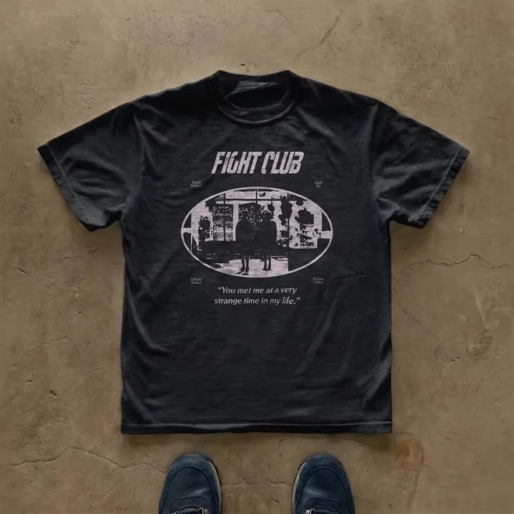 2026 Summer New Model Combat Club T-shirt - High-quality, Casual, Comfortable and Breathable Men's Printed Round-neck T-shirt