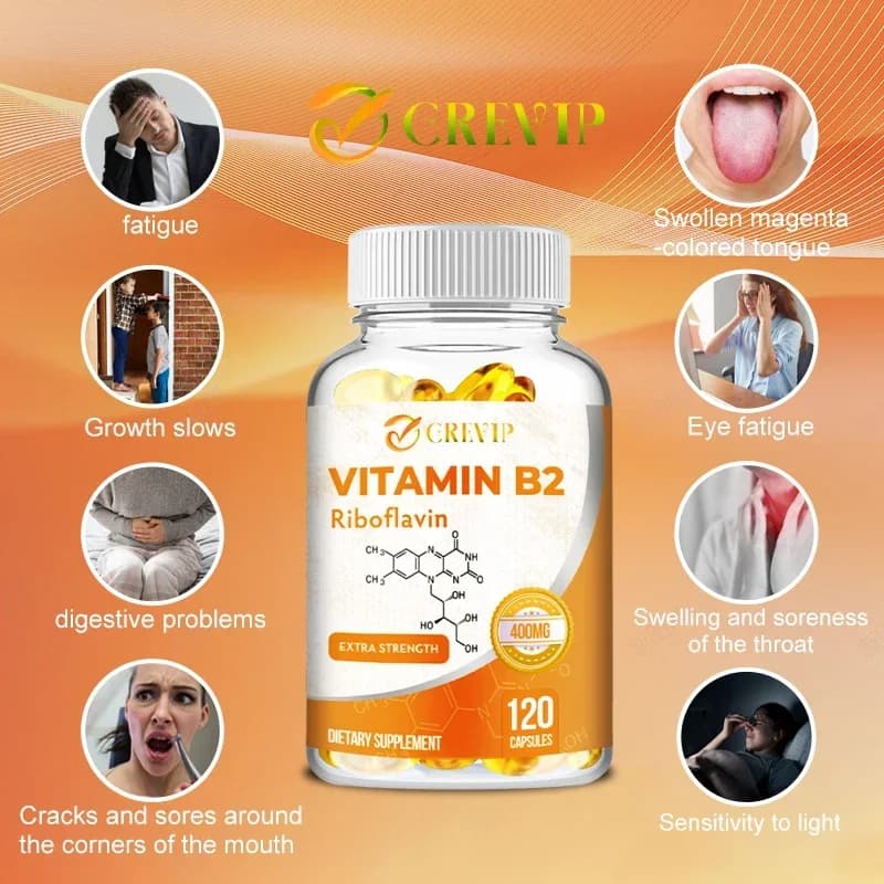Vitamin B2 (Riboflavin) 400 Mg, 120 Capsules - Supplement No Glutine, Non GMO