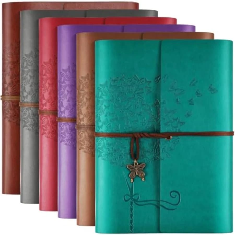 6 Pack Leather Notebook Journal Travel Journal Bulk Refillable Vintage Journals for Writing Diary Gifts for Women Men Girls Boy