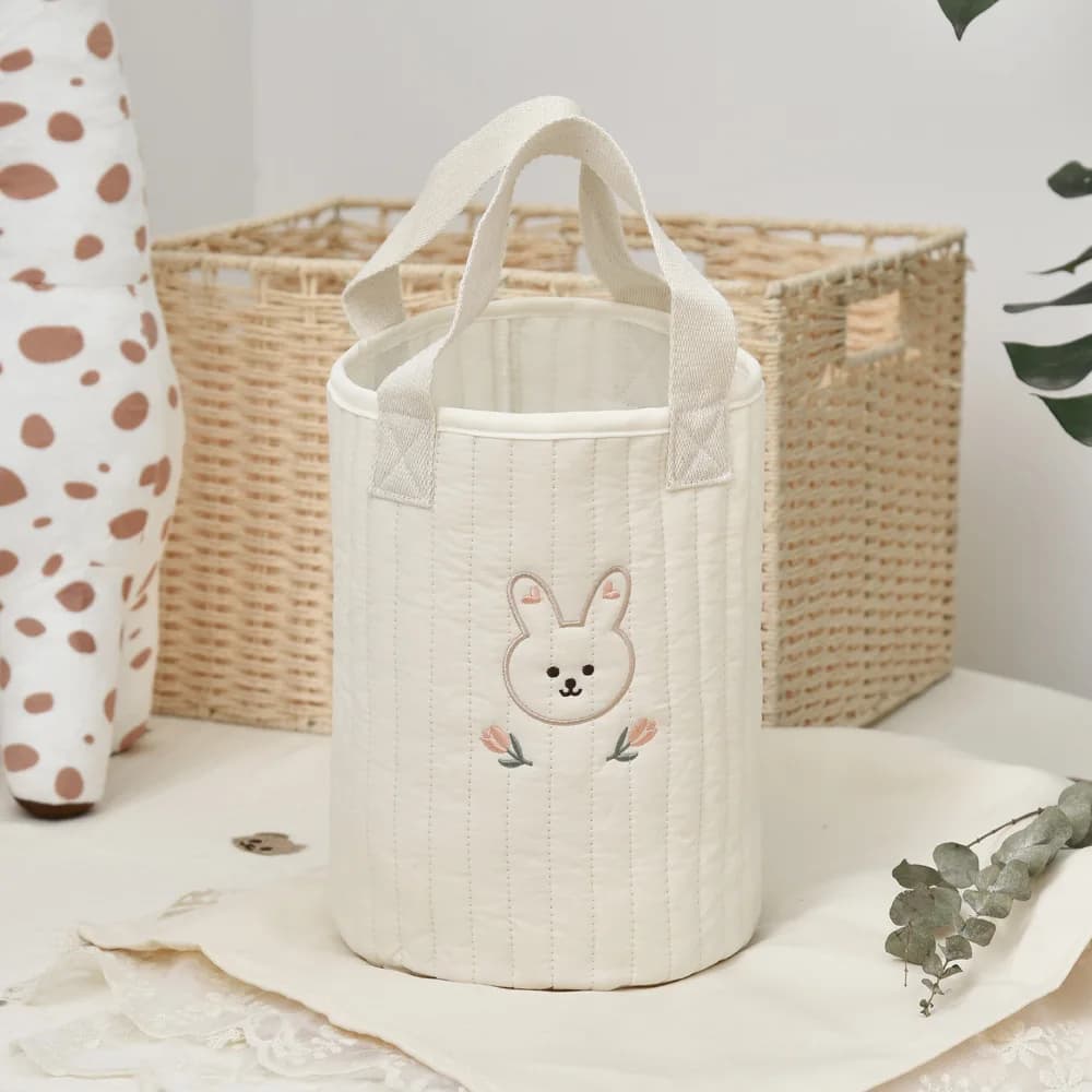 Carrello portaoggetti per passeggino Borse appese Borsa a secchiello da donna ricamata in cotone Borsa per pannolini per pannolini Borsa per mamma trapuntata