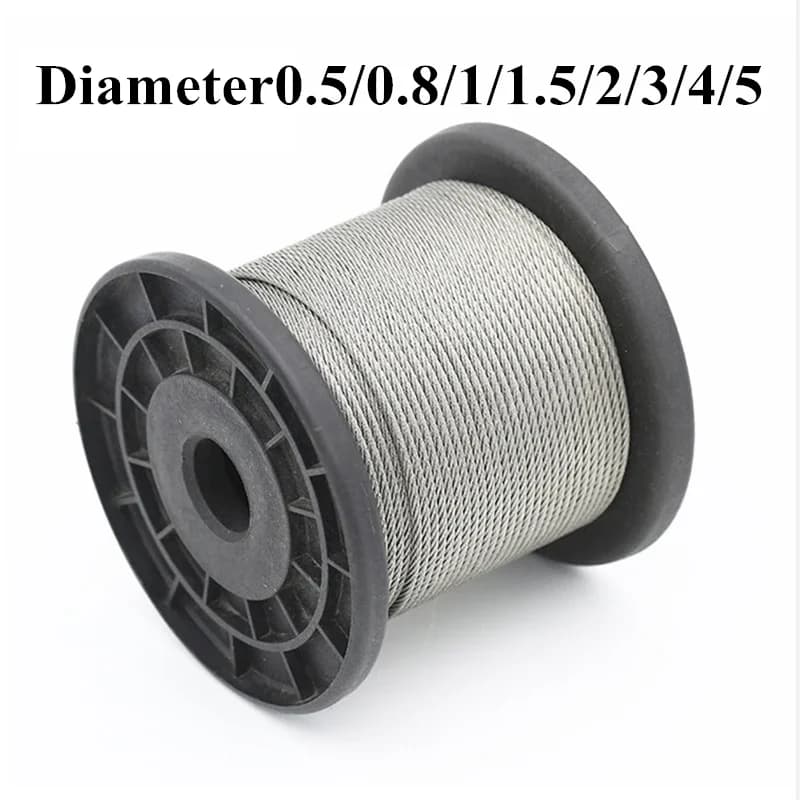 Steel wire rope with PVC Coated Flexible Soft Transparent Cable Lighting Curtain Cord Suspension ropes 0.5/ 1/2/3/4/5/6/8mm