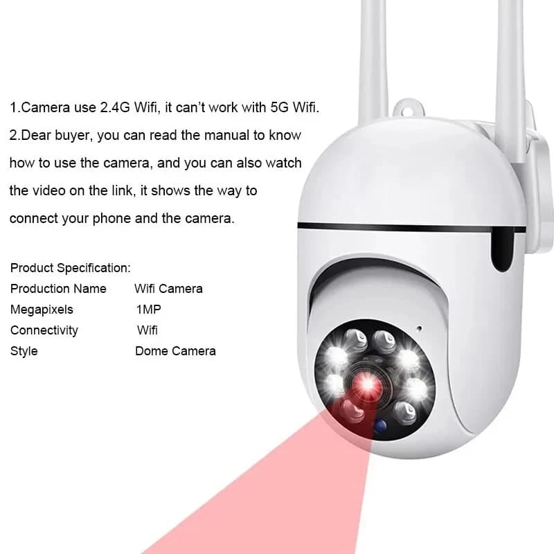 Telecamera di sorveglianza di sicurezza wireless intelligente 2.4G Telecamere esterne Wifi Monitoraggio umano Telecamera notturna HD per la casa