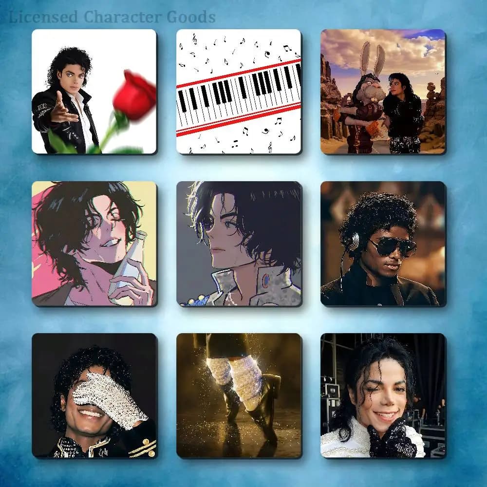 M-Michael Dance King J-Jackson MJ Refrigerator Magnets Square Tiles with Magnetic Sheets Printed for Decoration Collect 55mm