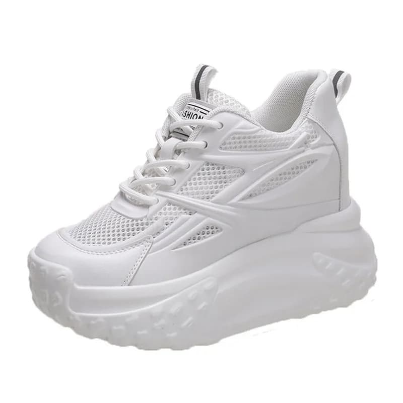 Luxury New Hollow High Heels 10cm Sneakers Chunky Casual Autumn Spring Platform Wedge High Fashion Breathable Women Summer Shoes