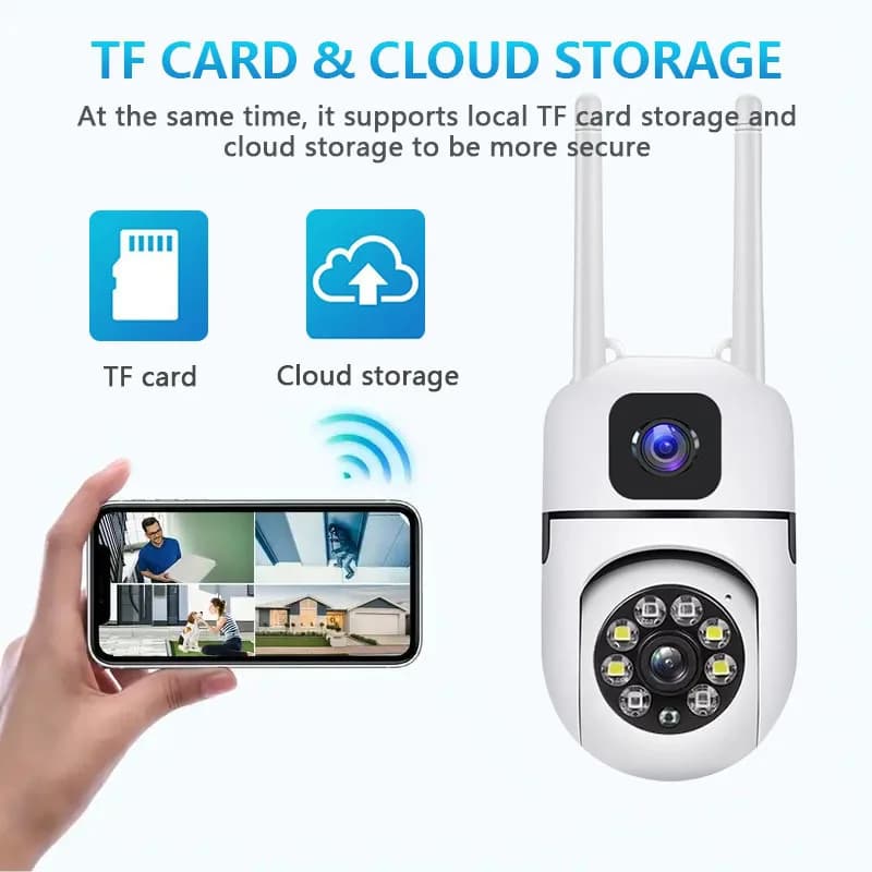 4MP Eseecloud APP Dual Lens Full Color Wireless PTZ IP Dome Camera AI Umanoide Home Security CCTV Baby Monitor