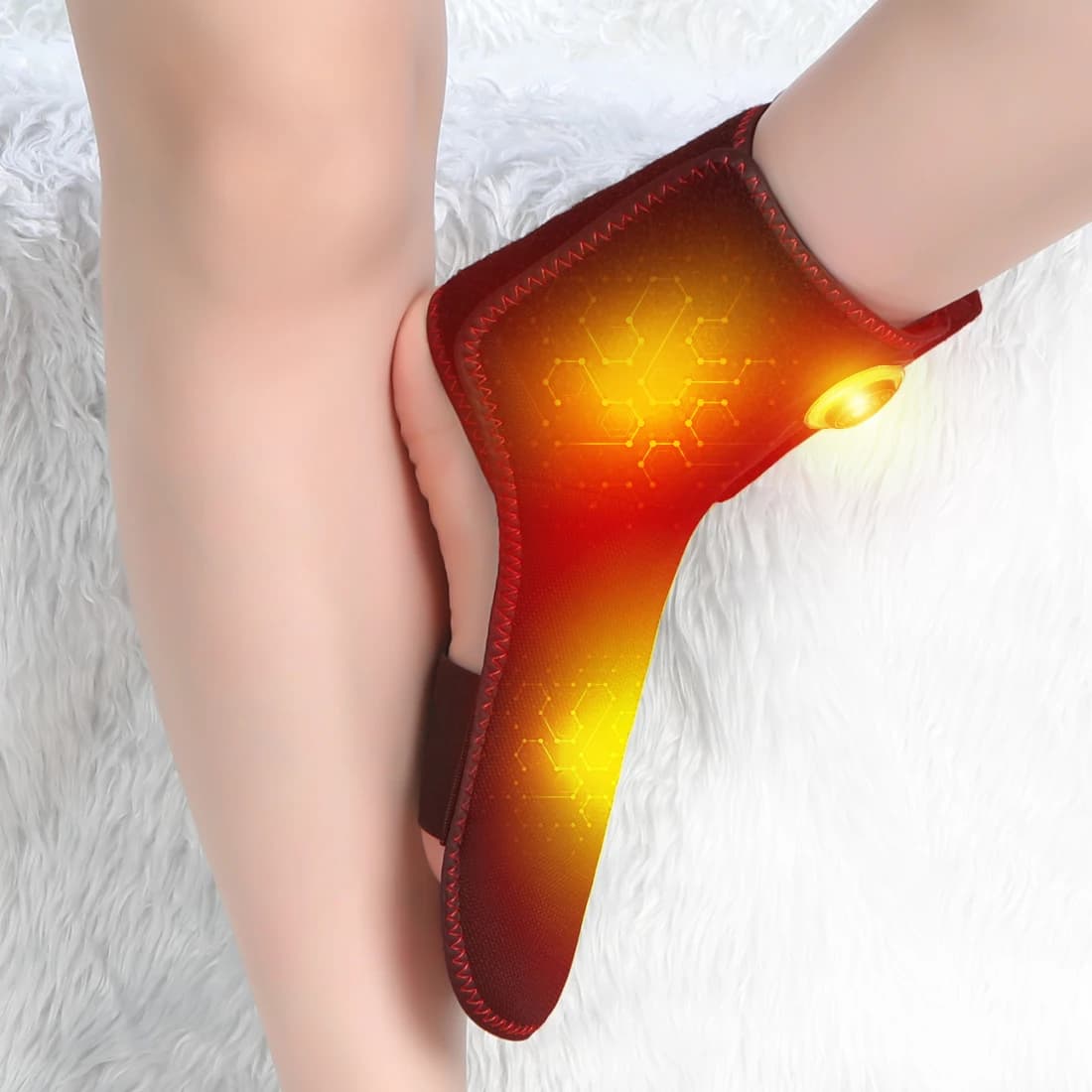 Electric Heated Ankle Support Foot Brace 3 Heating Massage Modes Muscle Relaxation Relief Pain Sports Recovery Foot Care
