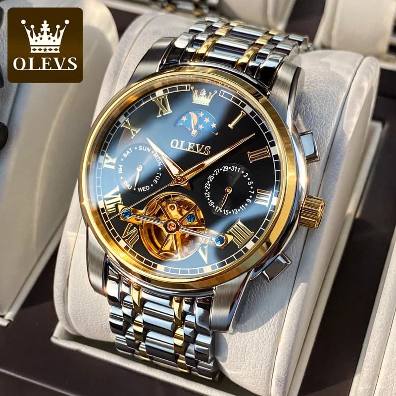 OLEVS orologio automatico per uomo scheletro Tourbillon meccanico autoavvolgente orologio da polso luminoso impermeabile di lusso originale