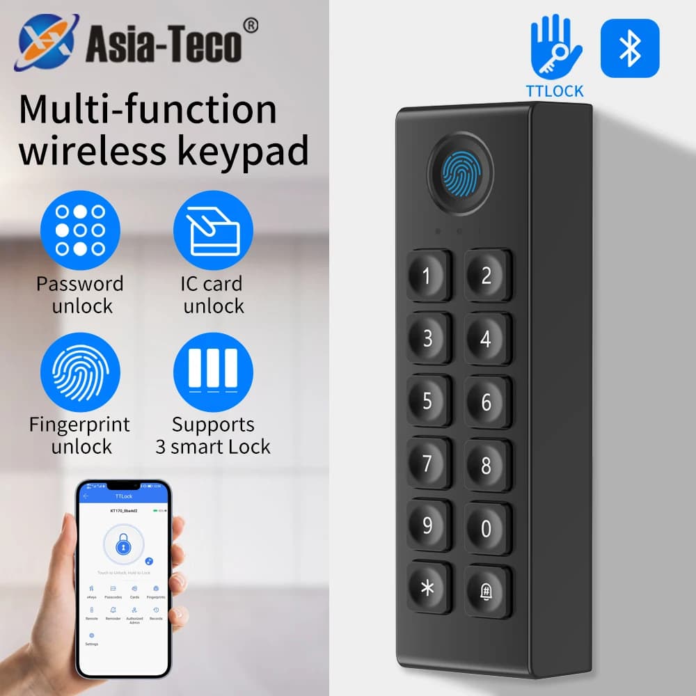 La tastiera digitale senza fili dell'app TTLOCK può essere utilizzata in congiunzione con blocco intelligente delle impronte digitali wireless a scomparsa da 13,56 MHz
