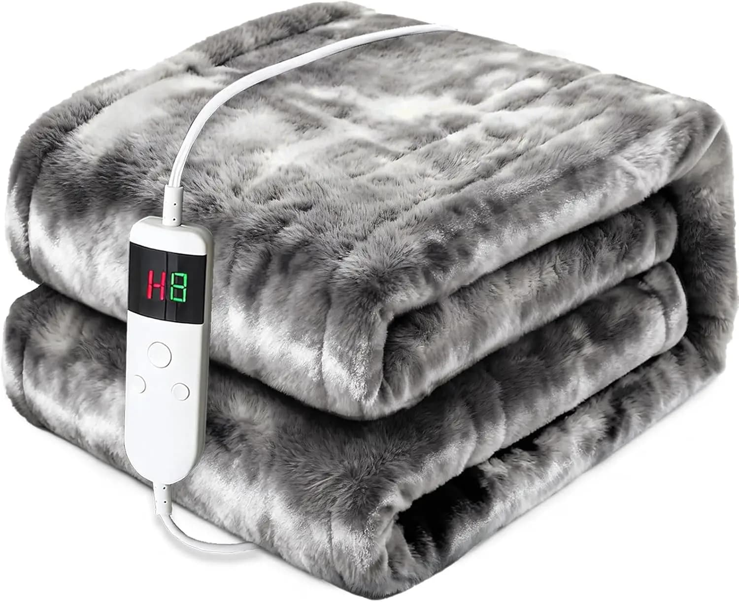 Coperta Elettrica Riscaldante 72x84 Pollici con 10 Impostazioni, Timer, Materiale in Flanella e Sherpa Lavabile