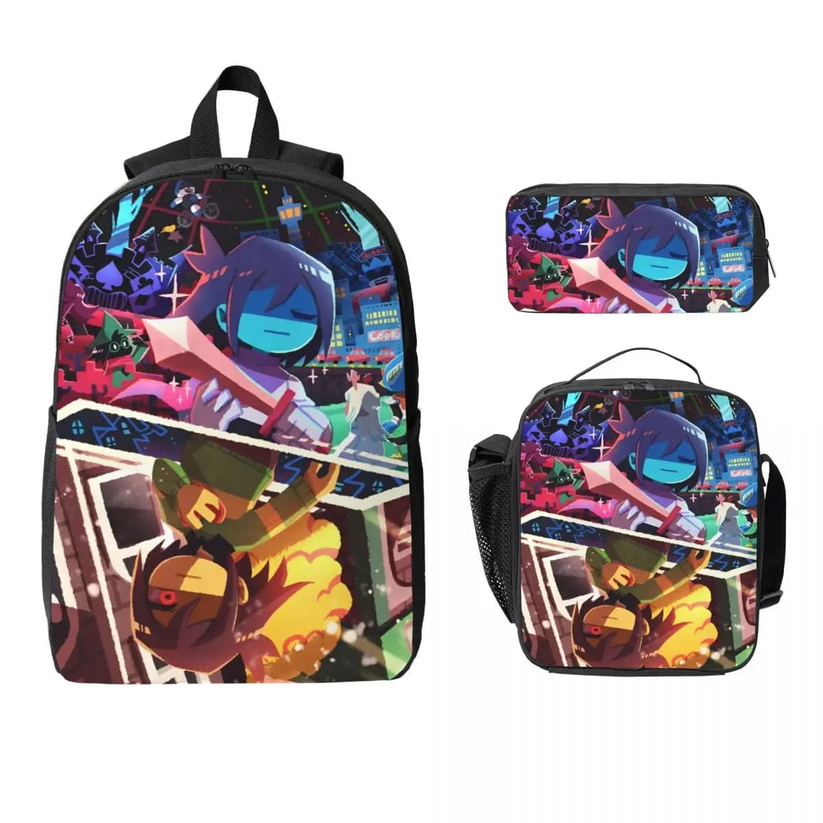 Deltarune Videogioco Zaino per bambini Lunch Box Borse per penne per ragazzi Zaini per ragazze Borsa da scuola leggera Set di zaini