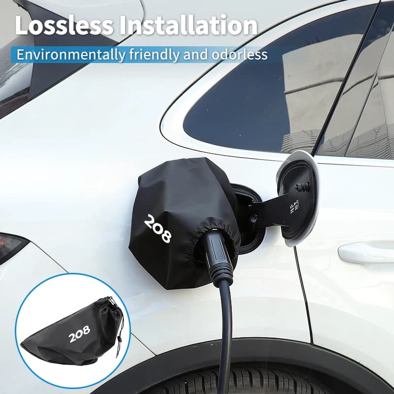 Car Oxford Cloth Charging Gun Rain Cover Charger Plug Cover Accessories For Peugeot 208 407 508 2008 5008 107 106 205 4008 301