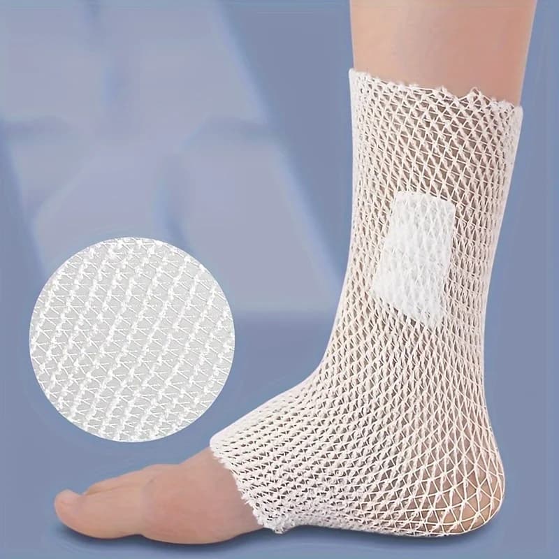 1 rotolo di benda di garza elastica multifunzionale beige chiaro traspirante per benda sportiva di supporto per polso, gomito e ginocchio