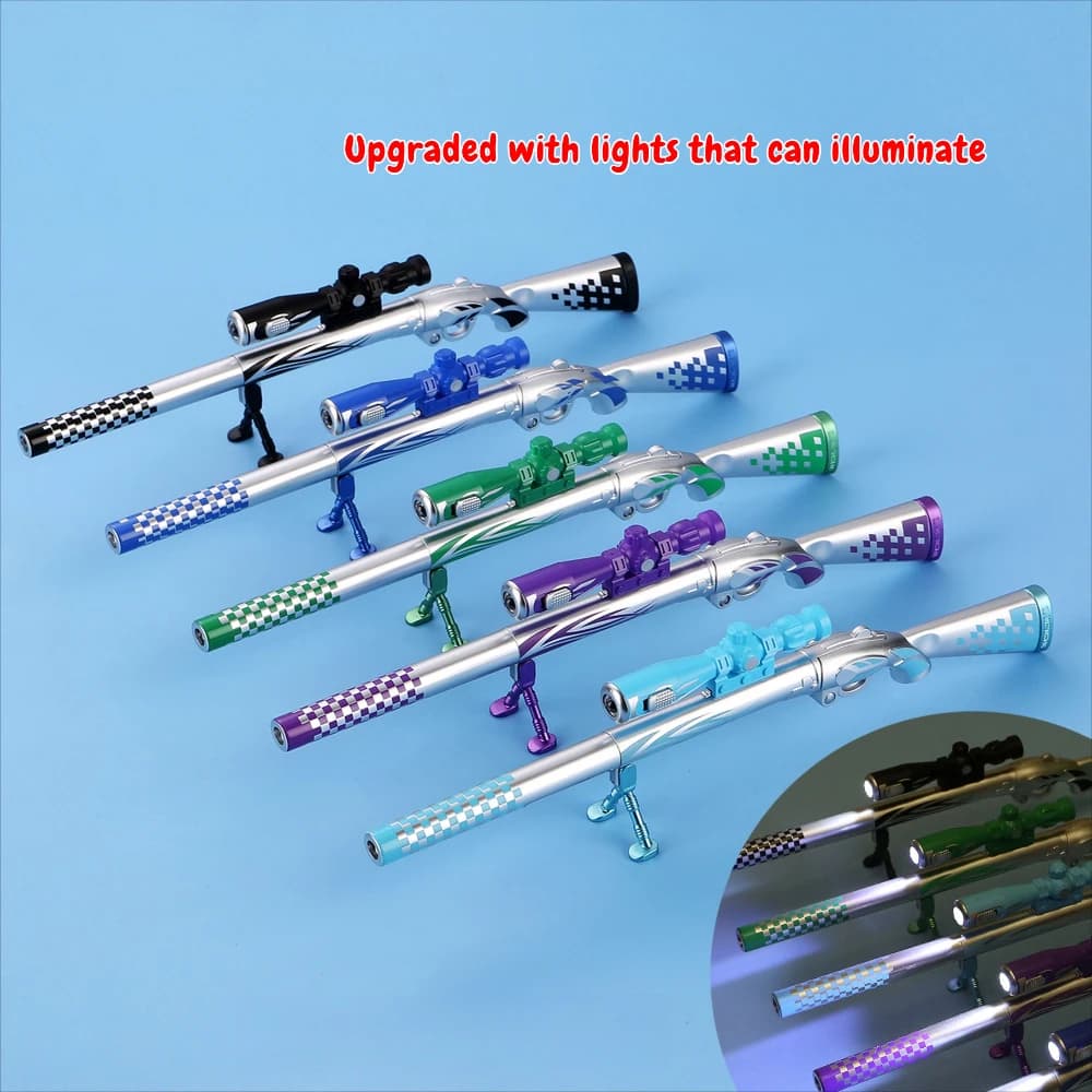 Penna gel per fucile da cecchino dal design creativo 98K con luce incandescente Penna per armi PUBG Inchiostro nero Scrittura Studente Ufficio Scuola di cancelleria