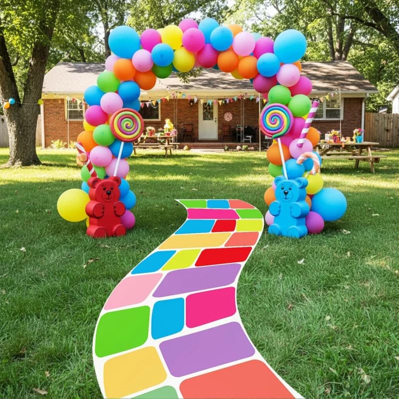 Tappeto Pieghevole VIKAMA Candy Land, Tappetino Colorato Portatile per Feste di Compleanno, Matrimoni ed Eventi