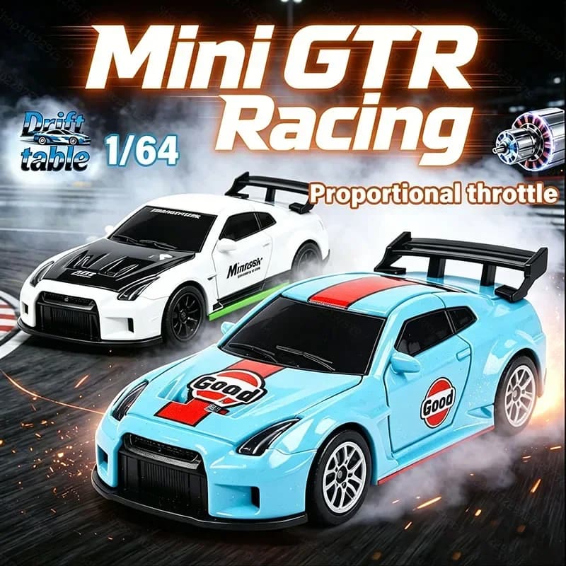 Auto RC 1:64 in Lega con Telecomando, Design Portatile, 60 Minuti di Autonomia e Funzione Luce Notturna, Regalo Ideale per Bambini