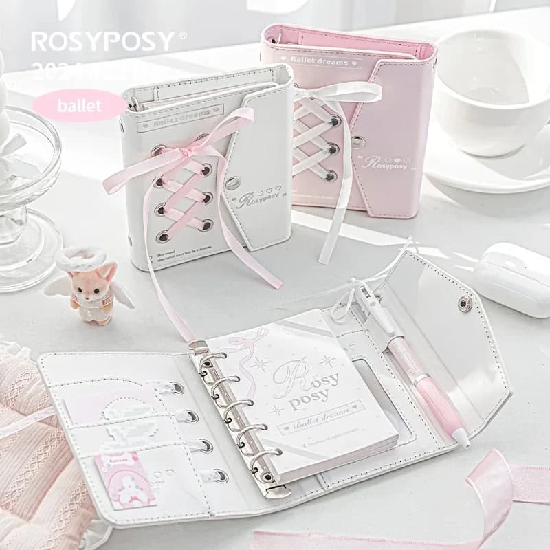 MINKYS 2025 Kawaii Ballet Busta rosa Notebook in pelle PU Planner Journal Agenda Libro Regalo Cancelleria scolastica