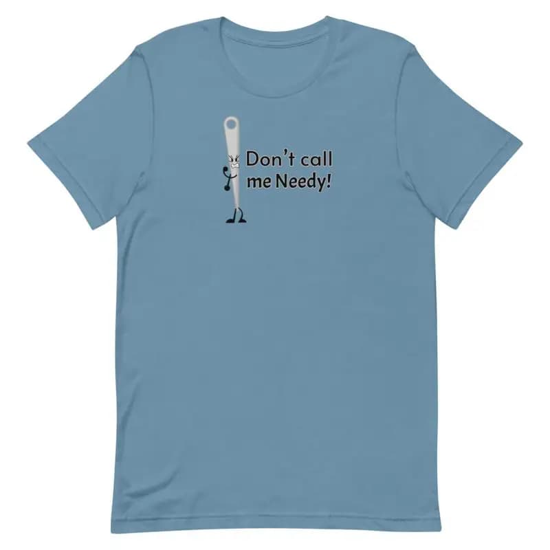 T-shirt unisex BFDI Battle For Dream Island Needle blu, rosa, verde, bianco