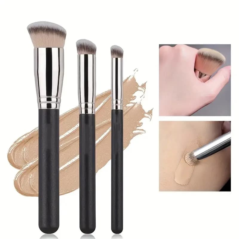 Brush for foundation and concealer, brush for contouring of the nose and blush, brush for dense makeup and perfect for eyes, ideal as a gift and convenient for travel
