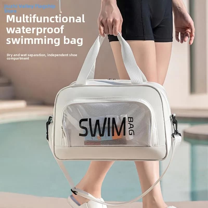 Waterproof Swimming Bag Dry Wet Separation Travel Gear Storage Bag Bath Toiletries Beach Bag Fashionable Youth Unisex PVC Mat...