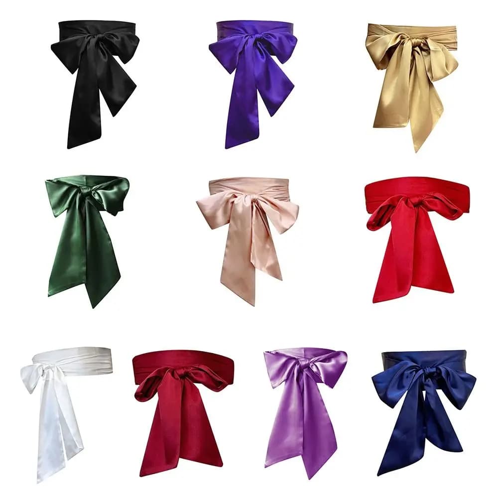 Abito da donna Top Bowknot Cintura in vita Corsetto con fiocco in raso di seta Cintura larga in tessuto Nastro Fascia con lacci Cintura in vita