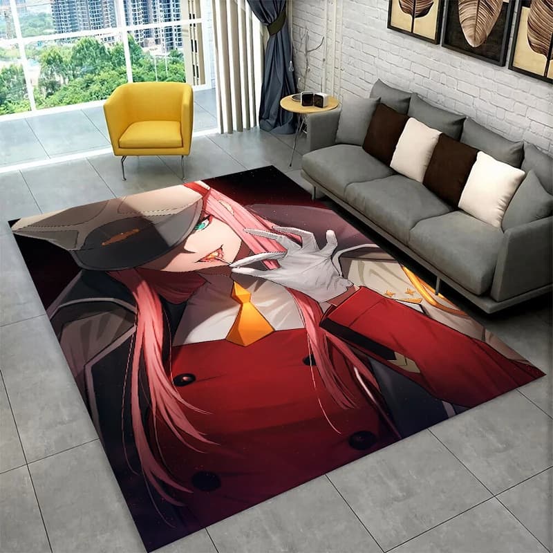 Tappeto Cartoon Zero Two Sexy Girl DARLING in FRANXX per camera da letto, soggiorno, divano, zerbino, decorazioni per la casa, tappeto per area bambini, antiscivolo