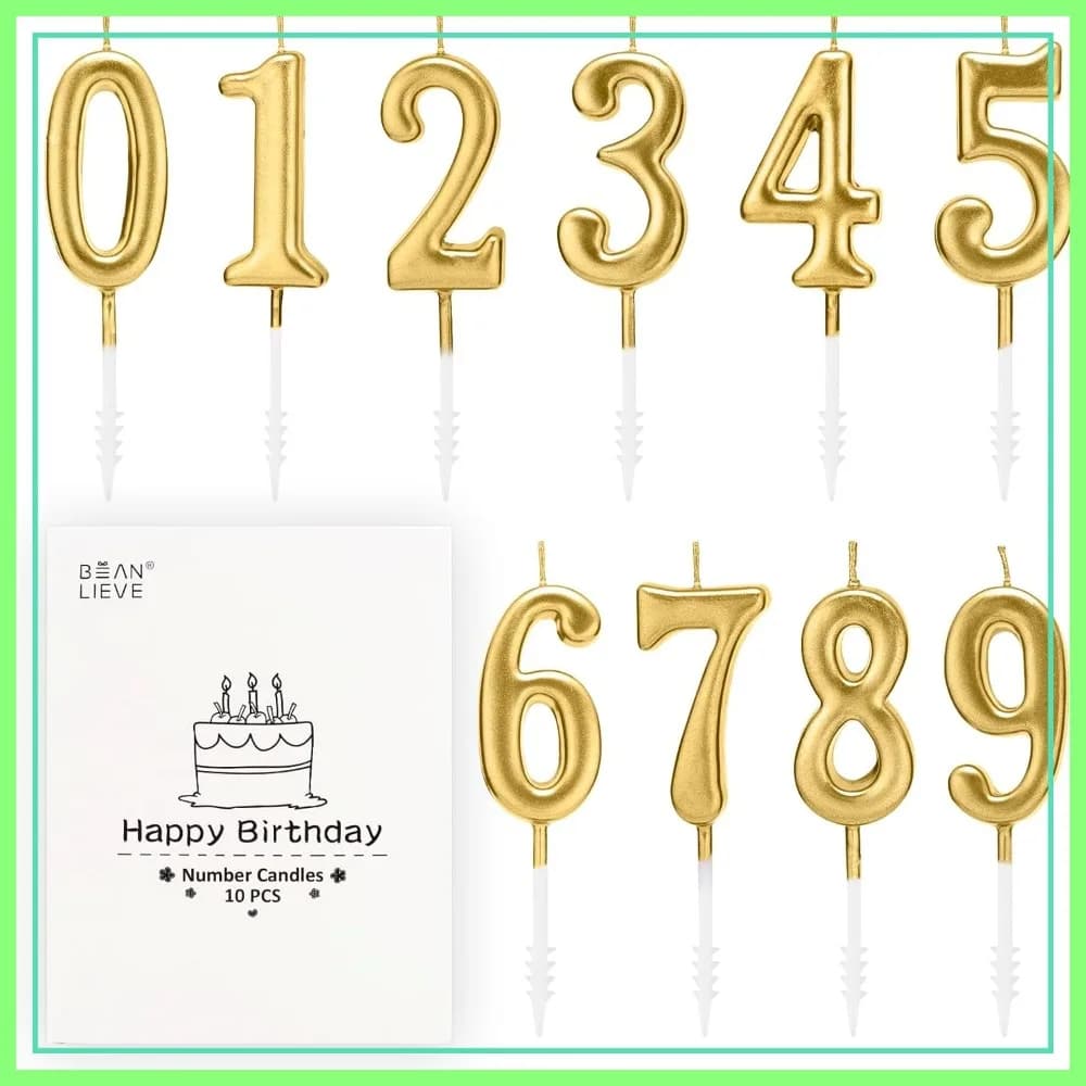 Set di 10 Candeline Numeriche per Compleanno - Numeri da 0 a 9 per Decorazione Torte, Feste e Anniversari di Matrimonio