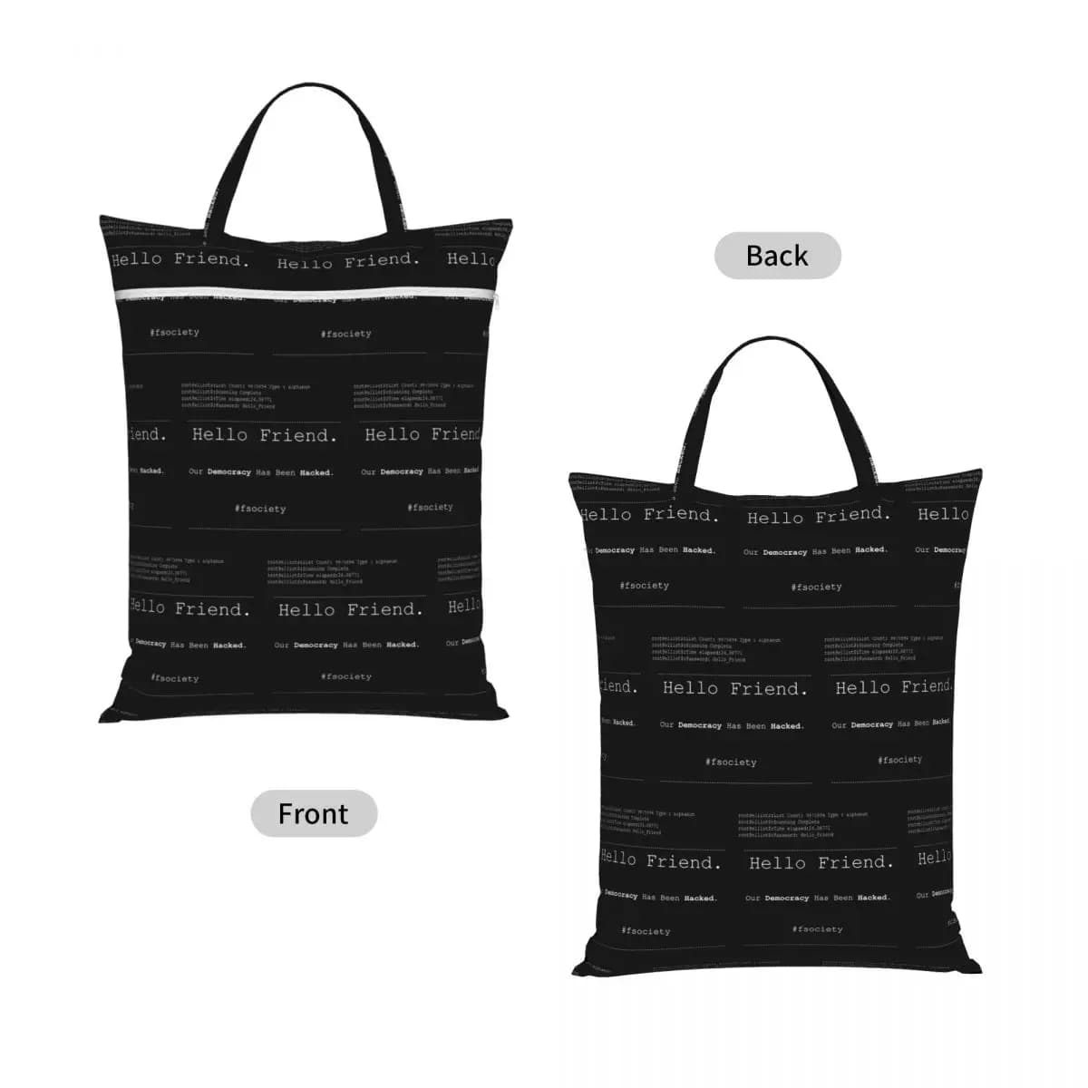 Mr Robot Hello Friend Fsociety Travel Laundry Bag Waterproof Reusable Dirty Clothes Pouch Gym Yoga Vacation Washing Basket