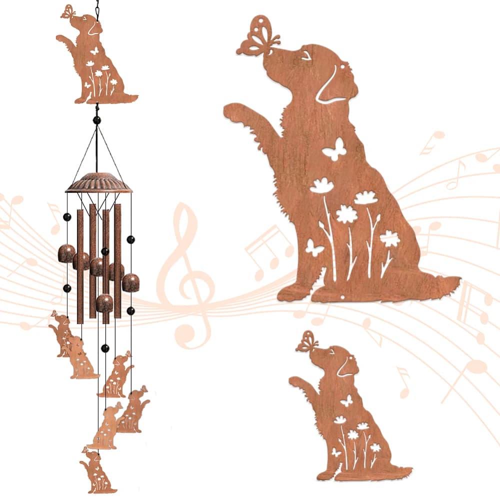 1 Sets Dog Wind Chimes Outdoors Wind Chime Sympathy Memorial Windchime Iron Windchime Memorial Presents Hanging Windbell