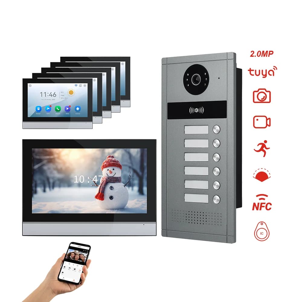 Nuovo Campanello WiFi Intelligente Tuya con Telecamera, Monitor da 10.1 Pollici, Sistema di Videocitofono per Sicurezza Domestica con Visione Notturna