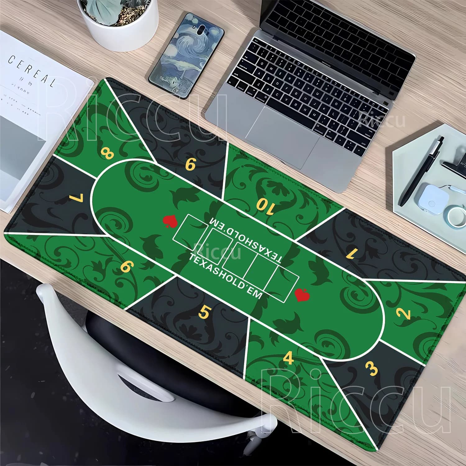 Tappetino per mouse Texas Hold'em poker Gomma antiscivolo Gaming XXL da tavolo Stampa HD Tappetino per mouse overlock Intrattenimento Gioco da tavolo Tappetino da scrivania