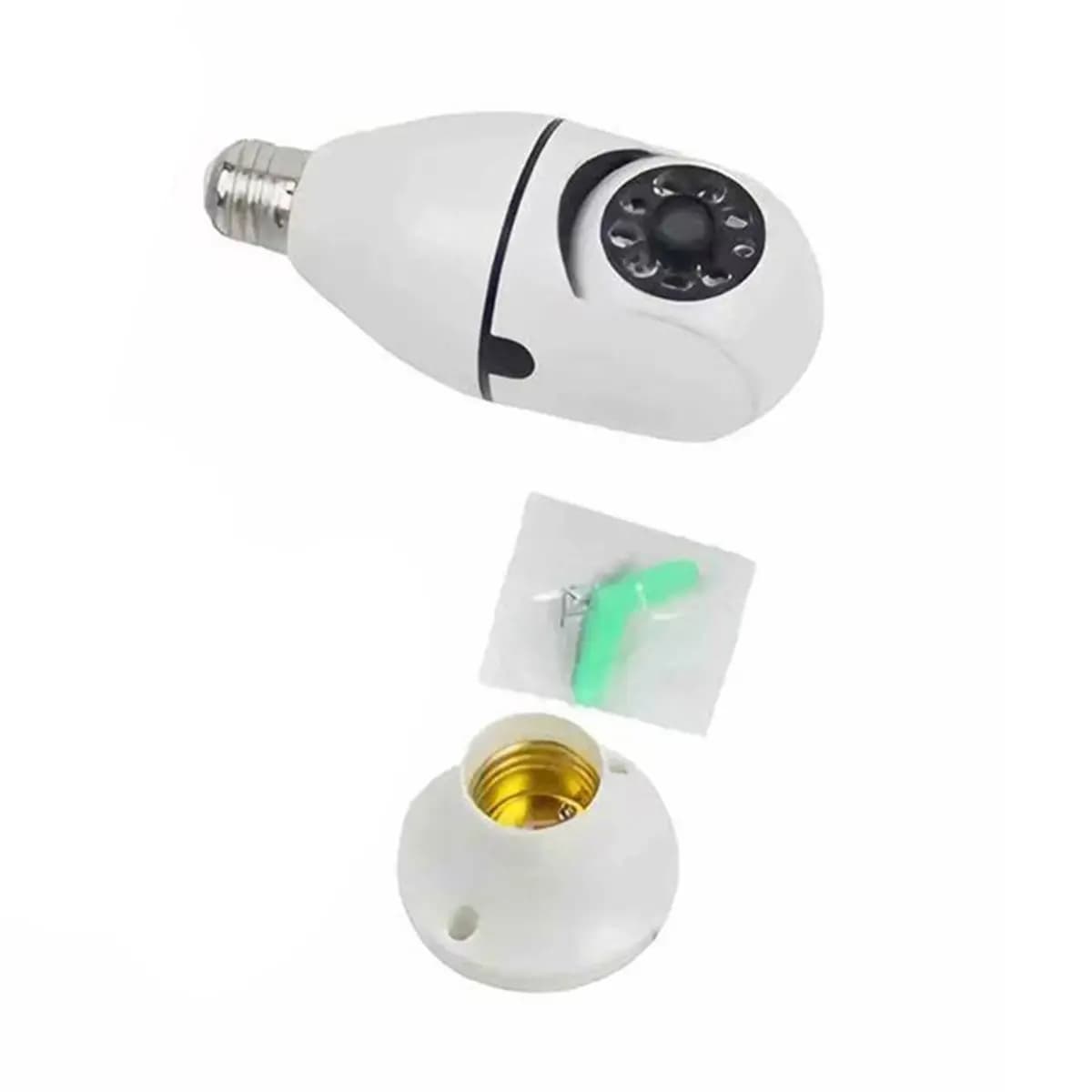 Telecamera di Sorveglianza WiFi ABZJ E27 con Visione Notturna, Tracciamento Automatico delle Persone e Monitoraggio Video per Bambini