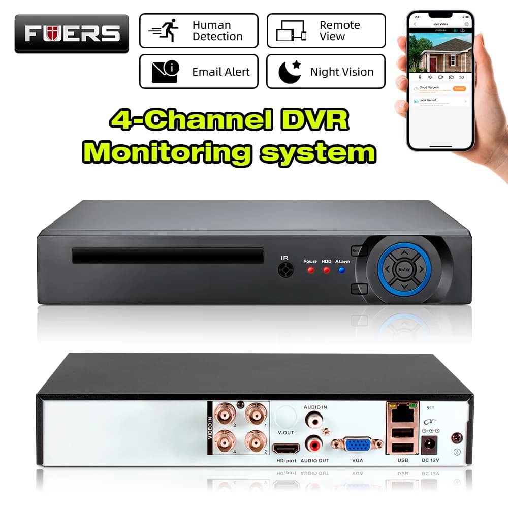 KERUI H.265 4CH DVR Videoregistratore digitale Sistema di telecamere di sicurezza domestica 6 in 1 XVI AHD TVI CVI VBS IP Onvif XMEYE ICsee APP