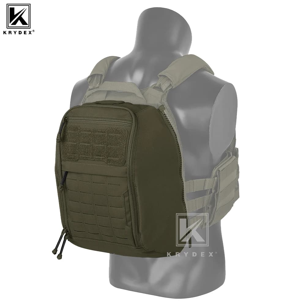 Pannello Tattico KRYDEX con Zip, Zaino Posteriore per Caccia, Accessori MOLLE per Casco e Idratazione, per Gilet Portapiastre Scarab