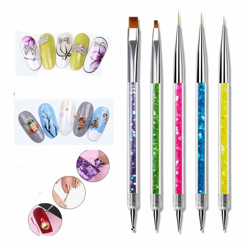 5 pezzi Nail Art punteggiatura penna pennelli per unghie per unghie accessori per l'arte kit di strumenti forniture per unghie per professionisti Set di Manicure