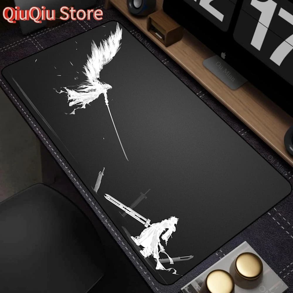 Tappetino per desktop anime nero Accessori da gioco per PC da ufficio Tastiera Tappetino per mouse Laptop Final Fantasy Mousepad Gamer Tappeto antiscivolo Xxl