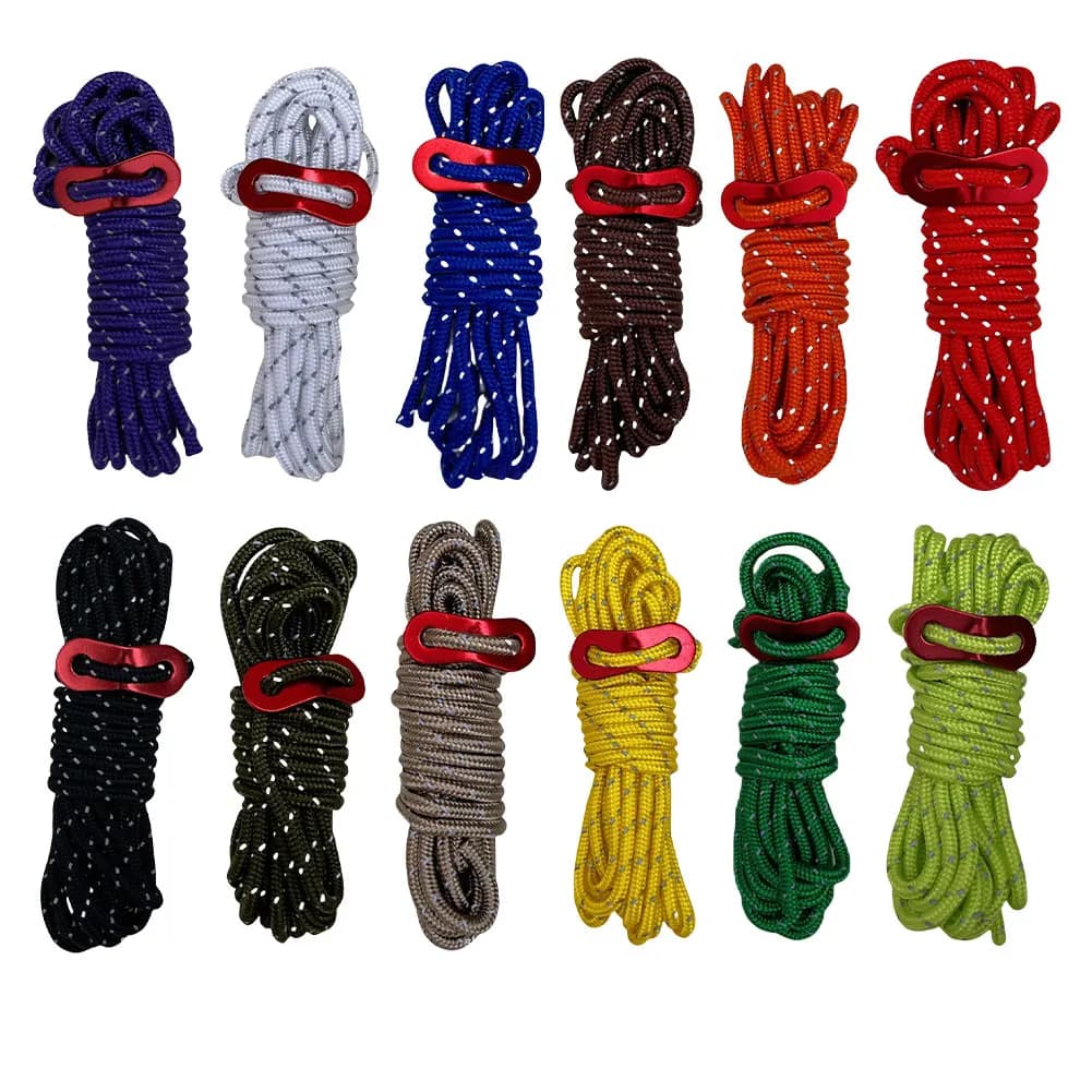 1PCS Corde per tende da esterno Corde riflettenti Corda regolabile Tenda da sole Corda antivento rinforzata con fibbie Accessorio da campeggio