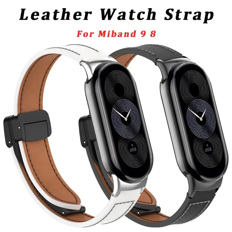 Leather Strap For Xiaomi Mi Band 9 Replacement Belt Magnetic Buckle Wristband Bracelet for xiaomi miband 8 mi band Correa Strap