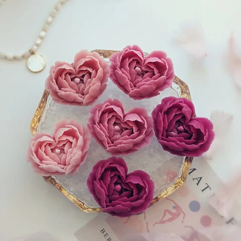 Fiori a forma di cuore Sapone fatto a mano Forniture per la produzione di sapone Fai da te Fiore d'amore Stampo per candele Stampi in silicone in resina di gesso aromatico