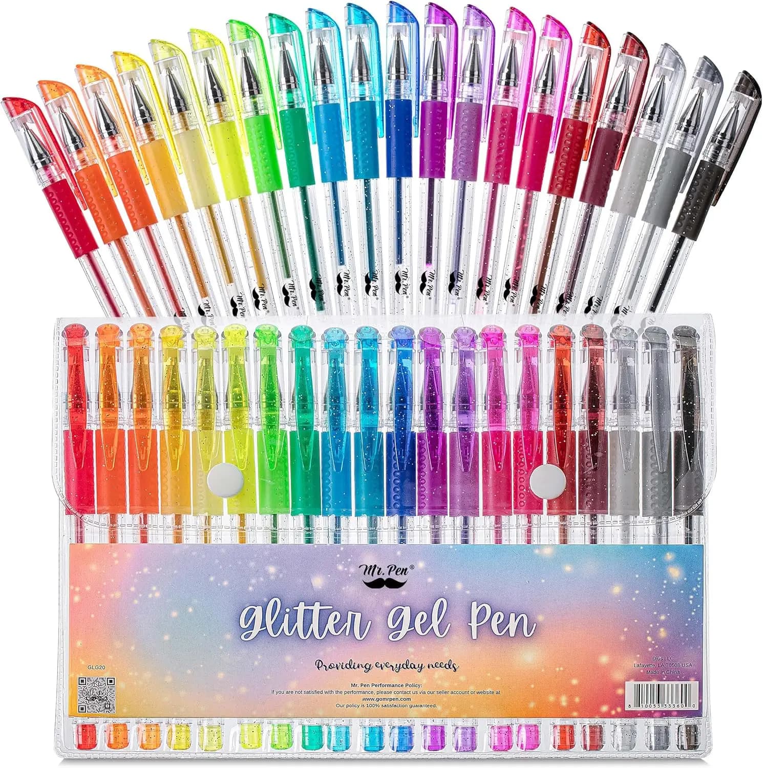 20 Penne Gel Glitterate Assortite per Colorare, Diari Creativi, Punta Fine, Inchiostro Non Tossico